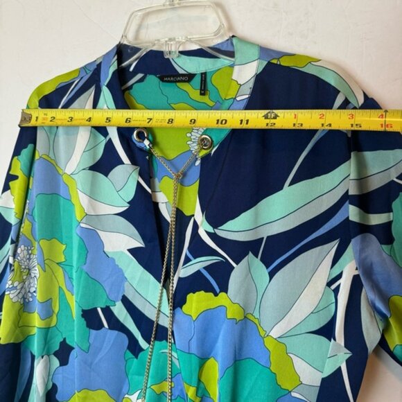 Marciano Wrap Dress Print Chain Rivets Rings Tie Belt Sexy Draped Lightweight M - Picture 14 of 16